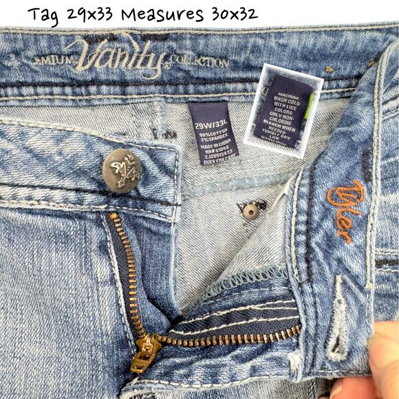 VTG Y2K Low Rise Flare Jeans 30x32* Bling Wings Embroidered Studded Bratz Grunge - Picture 4 of 13